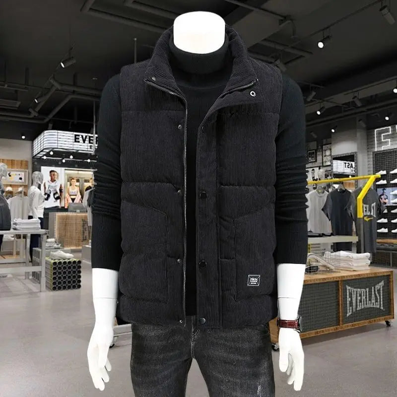 Waistcoat Male Wintertime Cotton Sill Young Person Korean Version Corduroy Vest Thickening for Warmth Men's Handsome Vest Jacket