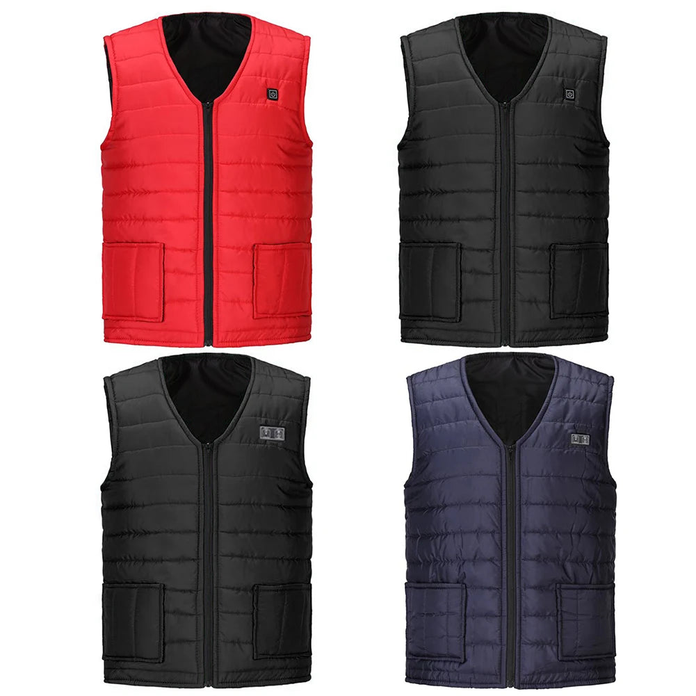 Unisex Heated Vest 9 Area Heating Thermal Jacket USB Electric Heating Vest Men Women Smart Headed Waistcoat for Outdoor Camping