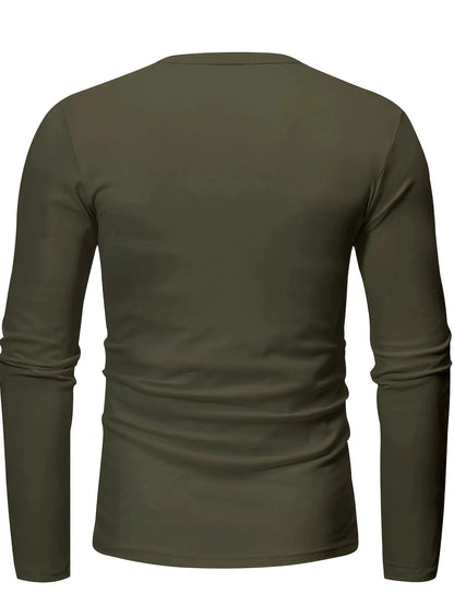 Cross-border Spring and Autumn Clothing European and American Men's T-Shirt Long-sleeved Men's Base Henry Shirt