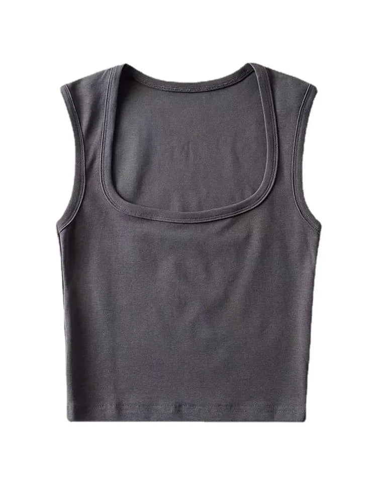 Deep Square Collar Vests 2023 Summer New Fashion Sexy Women's Crop Tops Sling Vest Camis