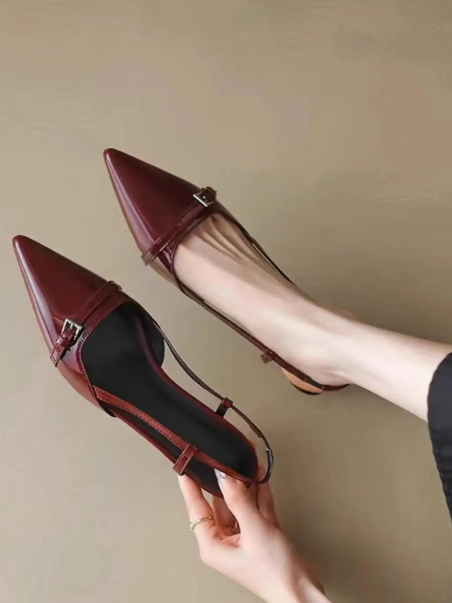 2024 Pointed Toe Sexy Mid Heels Party Shoes Women Sandals Designer Summer Brand Pumps Slingback Casual Shoes Dress Slippers