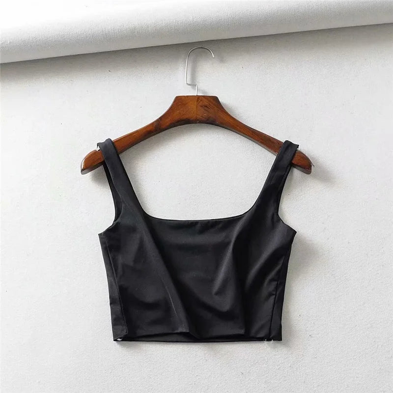Hot Sale Summer Women Sexy Sleeveless Tops Fashion Short Square Collar Tank Tops 4 Colors
