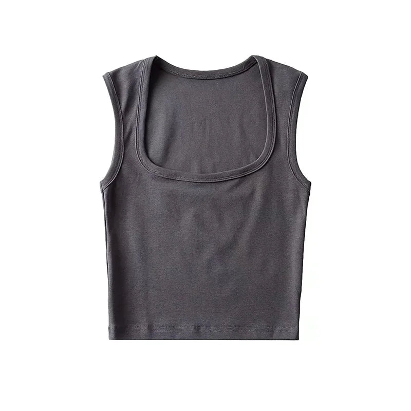 Deep Square Collar Vests 2023 Summer New Fashion Sexy Women's Crop Tops Sling Vest Camis