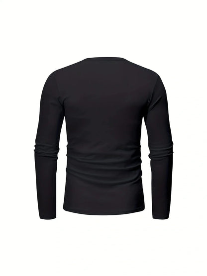 Cross-border Spring and Autumn Clothing European and American Men's T-Shirt Long-sleeved Men's Base Henry Shirt