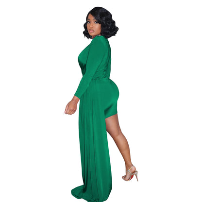 Elegant Deep V Neck Long Sleeve Sequins Prom Dress Women Elegant Wedding Party Mini Fashion Evening Dresses