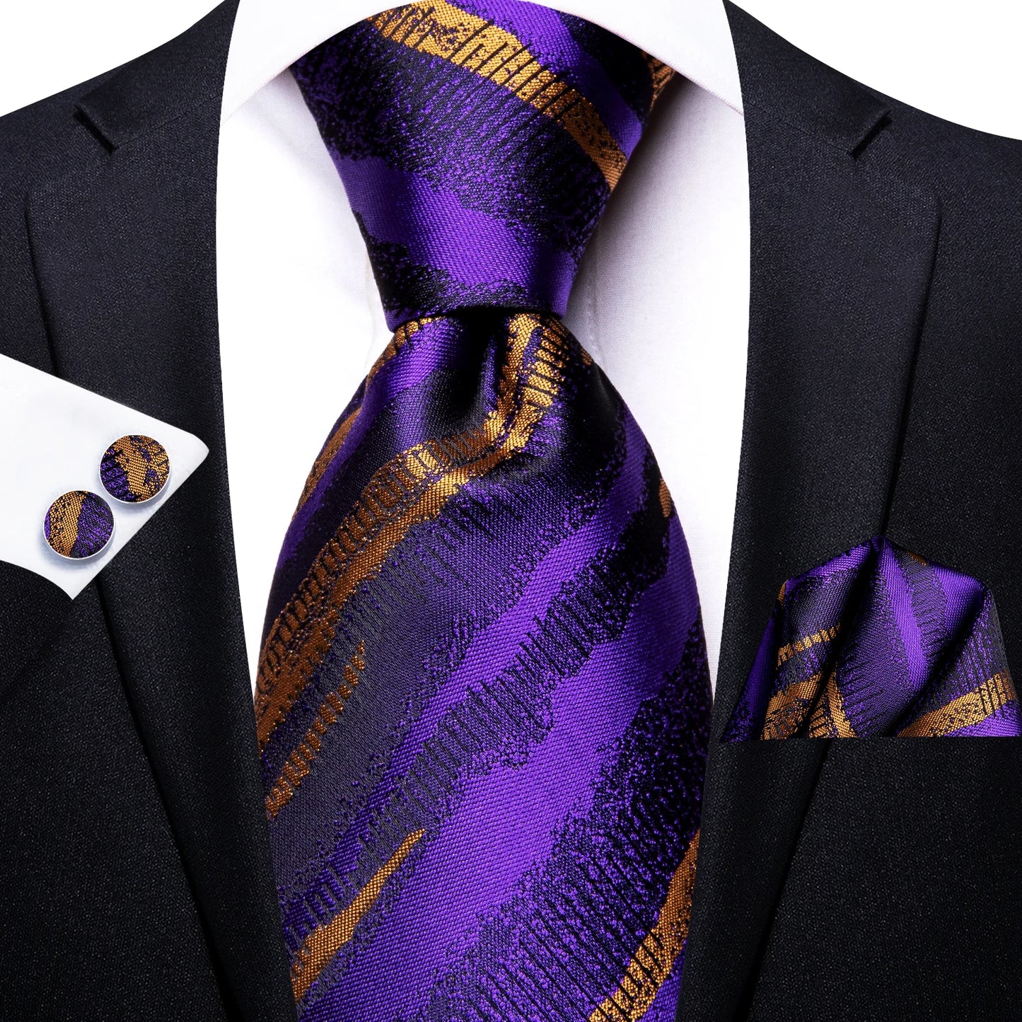 Hi-Tie Light Purple Solid Silk Wedding Tie For Men Quality Hanky Cufflink Gift Necktie Set Fashion Novelty Designer Dropshipping