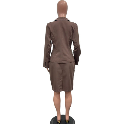 BWQ Women's Set Full Sleeve Button Blazer + Skirts Suit 2025 Winter Casual Streetwear Two 2 Piece Set Africa OL Work Outfits