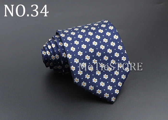 Men's Fashion Tie 8cm Blue Necktie Classic Plaid Striped Neck Tie Paisley Floral Neckties Daily Wear Cravat Wedding Party Gift