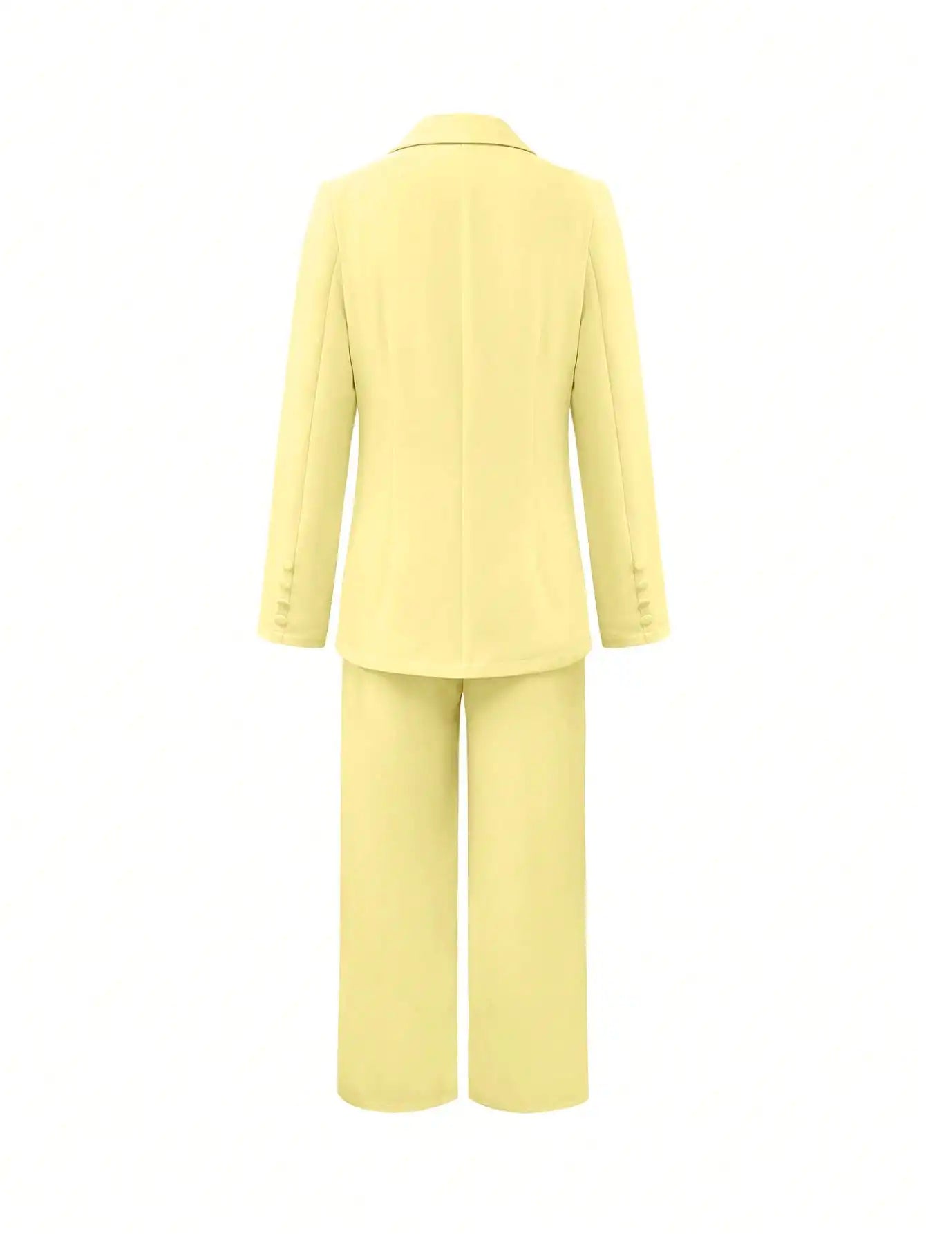 Two-piece solid-color button women's suit, suitable for year-round office wear.