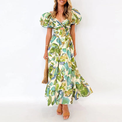 Vestidos Para Mujer Spring Formal Dresses For Women V-Neck Floral Long Dress Casual Summer Dresses For Women Floral Formal Dress