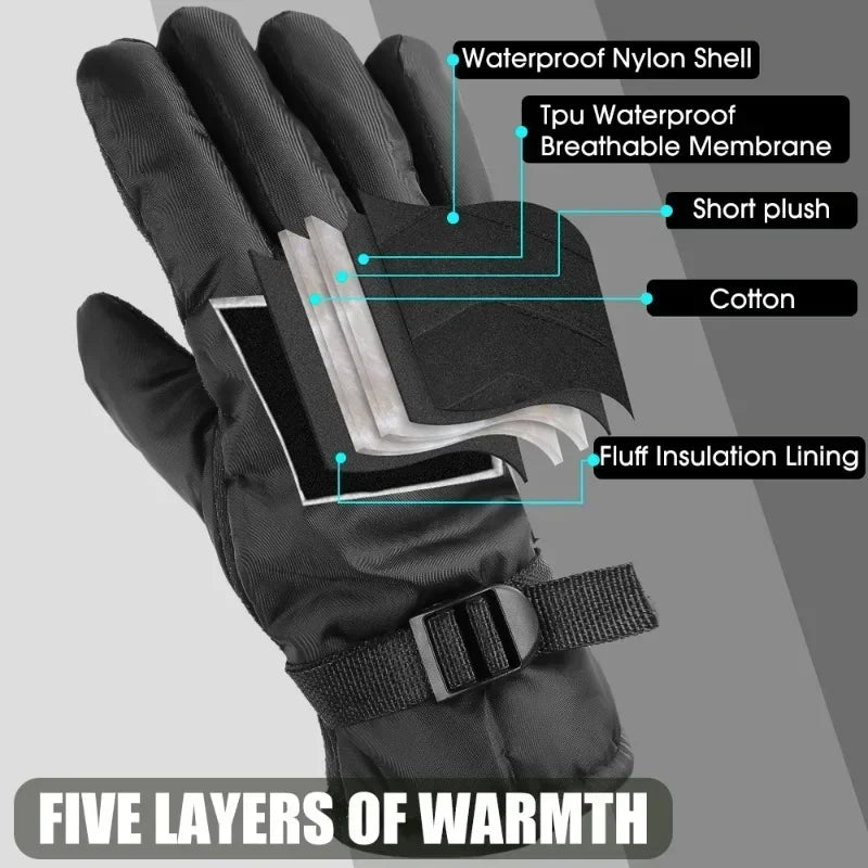 Winter Warm Cycling Gloves Men Outdoor Waterproof Skiing Riding Hiking Motorcycle Mitten Gloves Unisex Thermal Sport Gloves