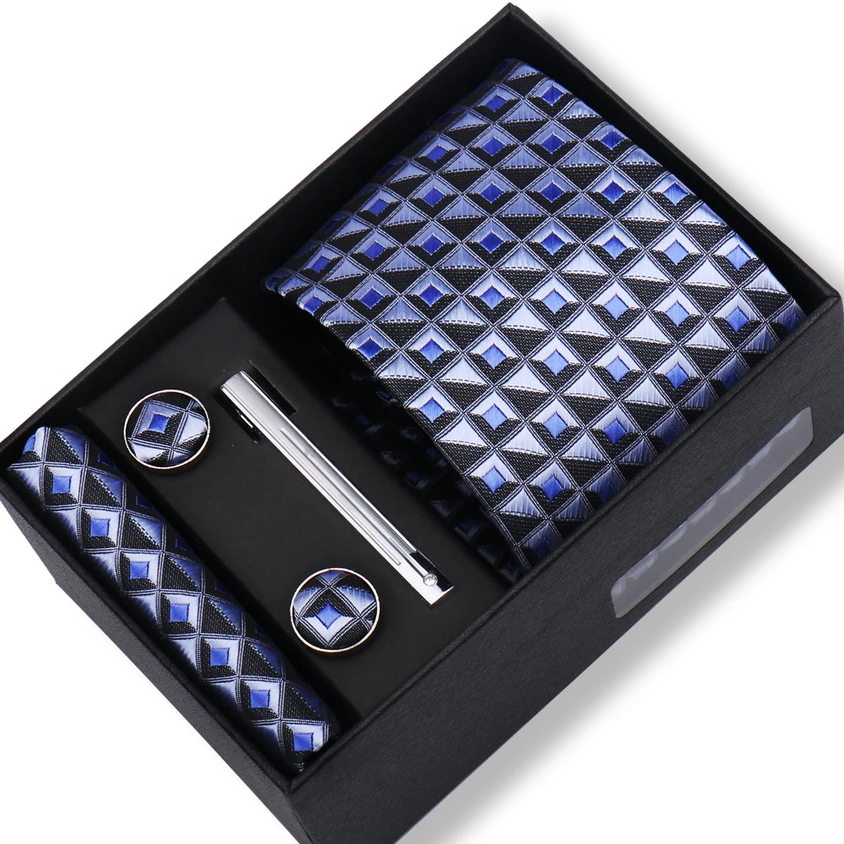 Ties Gift Box Brand Design Top Quality Jacquard Necktie Hanky Cufflink Set Tie Clip For Men Gravatas Business Wedding