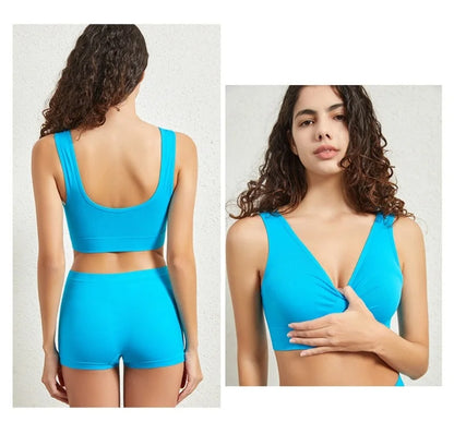 Seamless Bra Set Women Low Waist Underwear Female Tanks Bra Top Sexy Boyshort Panties Girls Casual Sports Lingerie Set Intimates