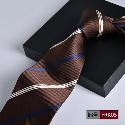 Brown Tie For Men Classic Style 8CM Tie Striped Jacquard Ties Wine Red Wedding Gravatas Formal Business Neckties Gifts For Men