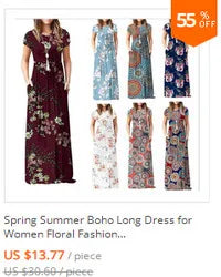 Spring Summer Boho Long Dress for Women Casual baratos Floral Fashion Print Clothing Elegantes Evening Dresses Vestidos de Mujer