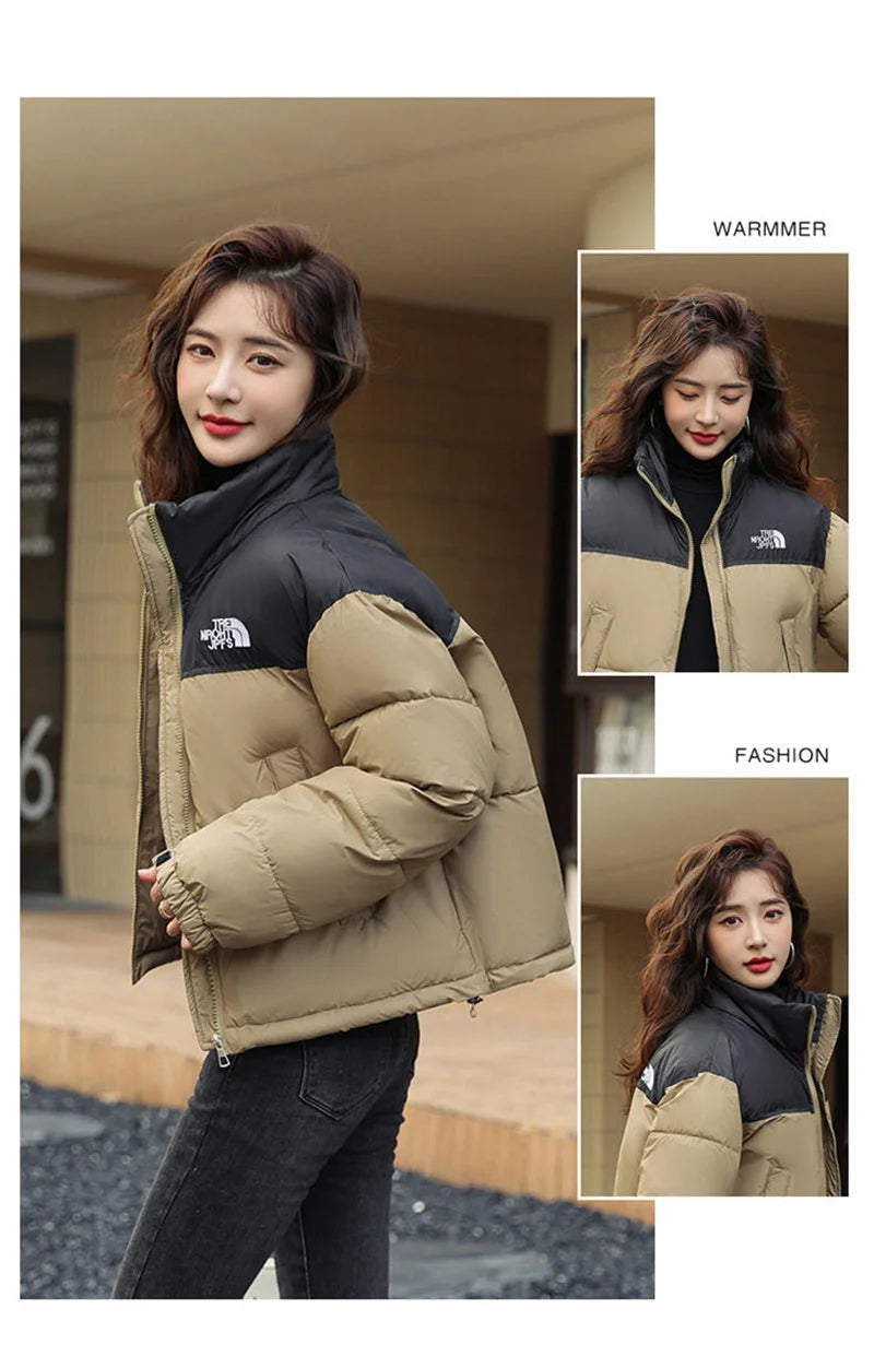 Winter Short Stitching Contrast Down Cotton-Padded Jacket Women's New 2023 Fashion Loose Padded Jacket Clothes Women Coat