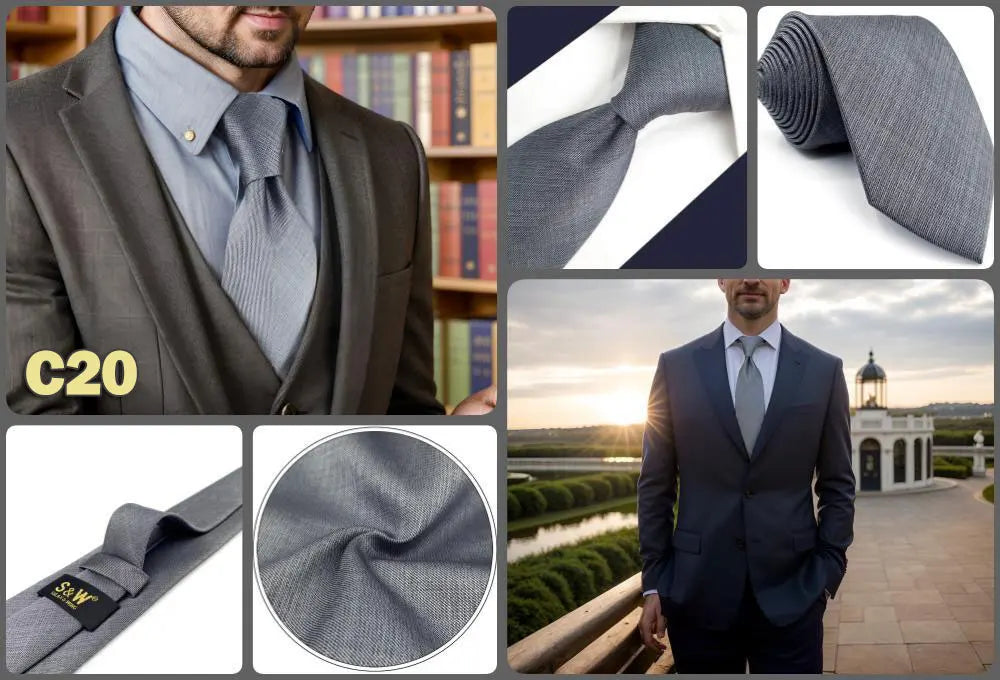 Blue Mens Necktie Silk Brown Ties for Men Wedding Guest Gift Classic Gray Party Christmas Dropshipping