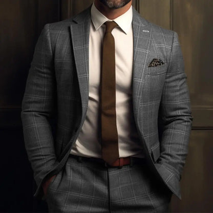 British Style Men Plaid Fashion High End Slim Wedding Banquet Slim Prom Tuxedo Classic British Style Mens Business coat 1 PC