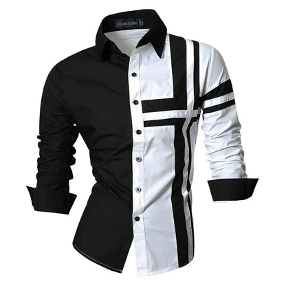 Jeansian Men's Casual Dress shirt 3D simple all-match printed long-sleeved fashion hip-hop neutral clothing