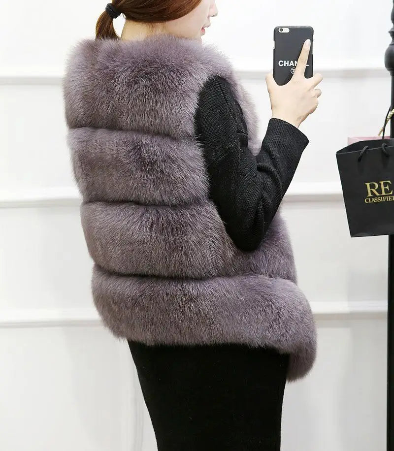 2022 New Fashion Faux Fur Coat Winter Coat Women Waist Fur Gilet Women's Jacket Vest For Ladies