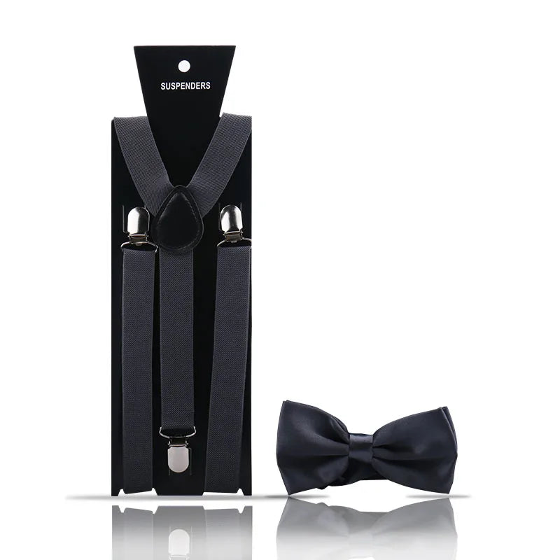 Elegant Fashion Adult Men's Suspenders And Bow Tie Two Pcs Set Harness Man For Pants Gentleman Suit Accessories Wedding Business