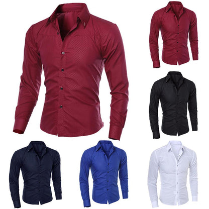 Fashion spring autumn Men Shirts New Arrivals Slim Fit Male Shirt Solid Long Sleeve British Style Office Cotton Men's Shirt