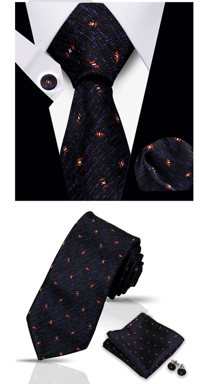 Tie For Men Classic Plaid Handkerchiefs Red Necktie Cufflinks For Men Blouse Business Wedding Accessories Women Collar Man Gift