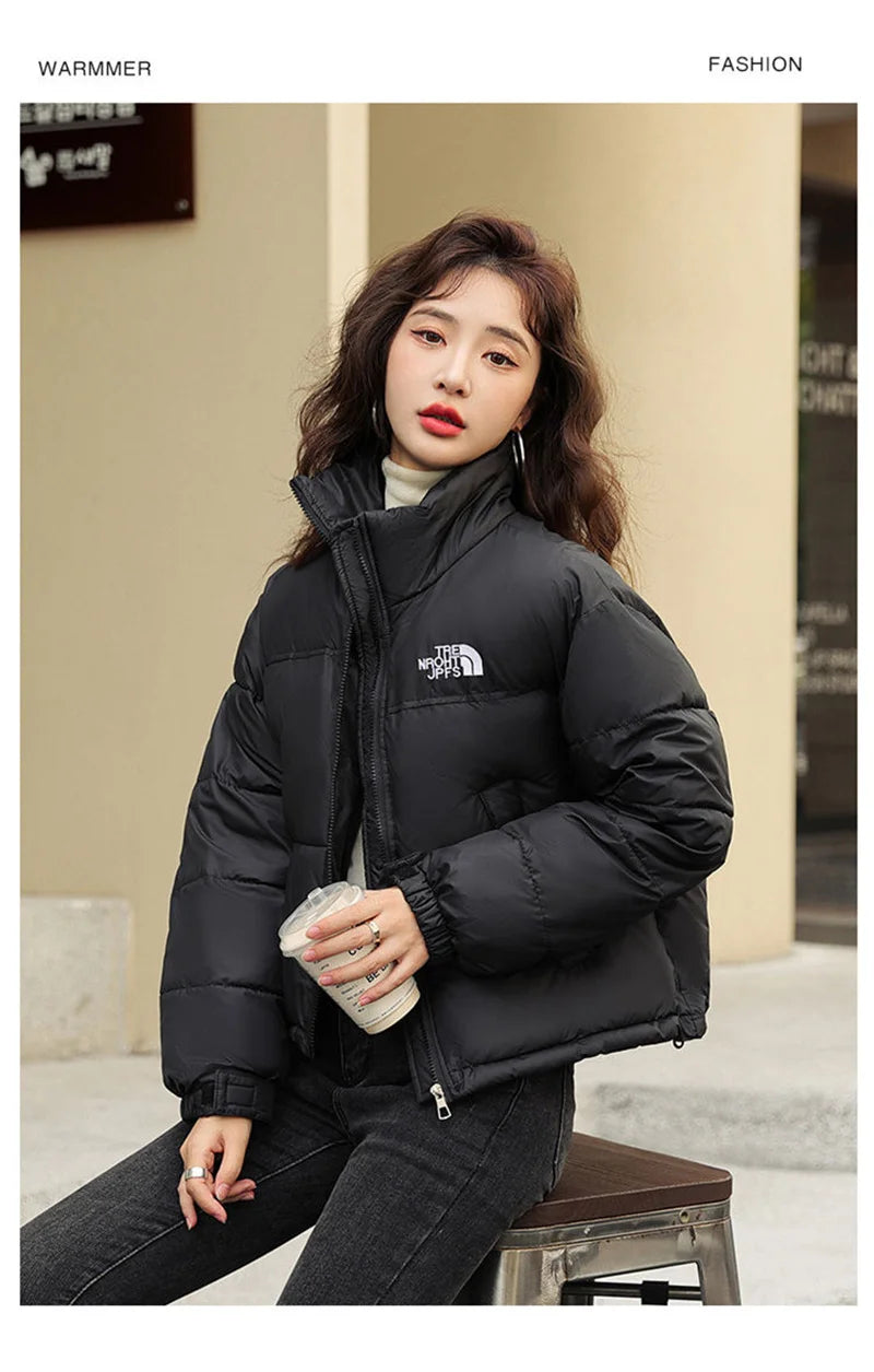 Winter Short Stitching Contrast Down Cotton-Padded Jacket Women's New 2023 Fashion Loose Padded Jacket Clothes Women Coat