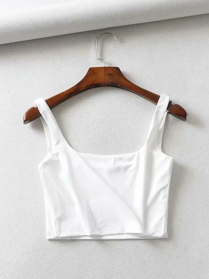 Hot Sale Summer Women Sexy Sleeveless Tops Fashion Short Square Collar Tank Tops 4 Colors