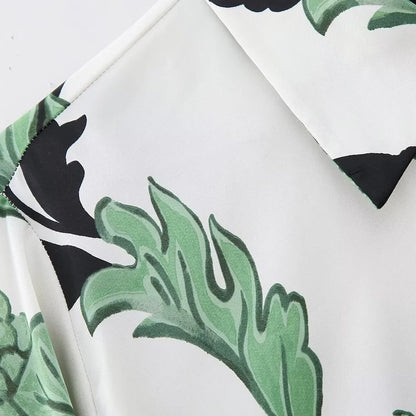 Spring and summer women's fashionable new style with belt printed shirt style dress