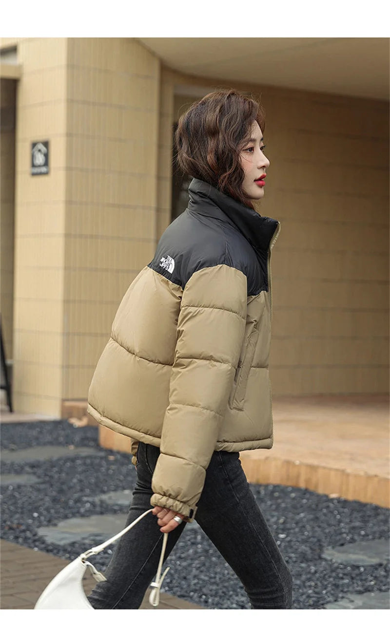 Winter Short Stitching Contrast Down Cotton-Padded Jacket Women's New 2023 Fashion Loose Padded Jacket Clothes Women Coat