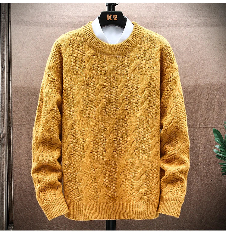 Round Neck Knitwear Sweater New Autumn/Winter Mock Neck Sweatshirts Solid Color Pullovers Man Brand Casual Mens Clothing