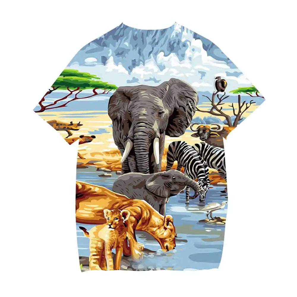 2024 Child Boys Girls Dinosaur T-shirts Summer Short Sleeve Boy Clothes Causal T Shirt Tops Tee Children's clothing 3-14 year