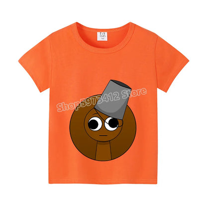 Sprunki Kids T-shirt Summer Children Incredibox Game Cotton Short Sleeve Top Boy Anime Fashion Cute Tee Girl Casual Clothes Gift