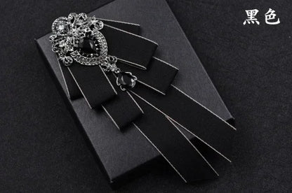 Fashion Handmade Bow Tie Wedding Collar Luxury Rhinestone Bowtie Necktie Brooch Pocket Towel Square Set Gift for Men Accessories