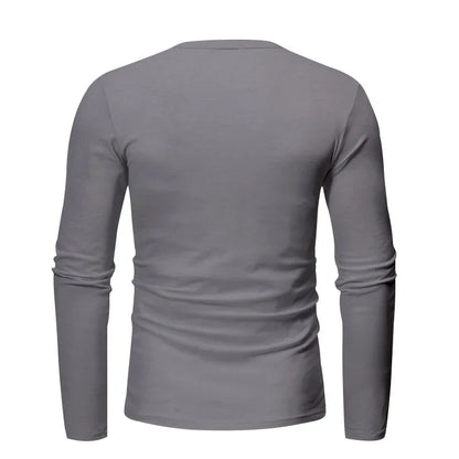 Cross-border Spring and Autumn Clothing European and American Men's T-Shirt Long-sleeved Men's Base Henry Shirt