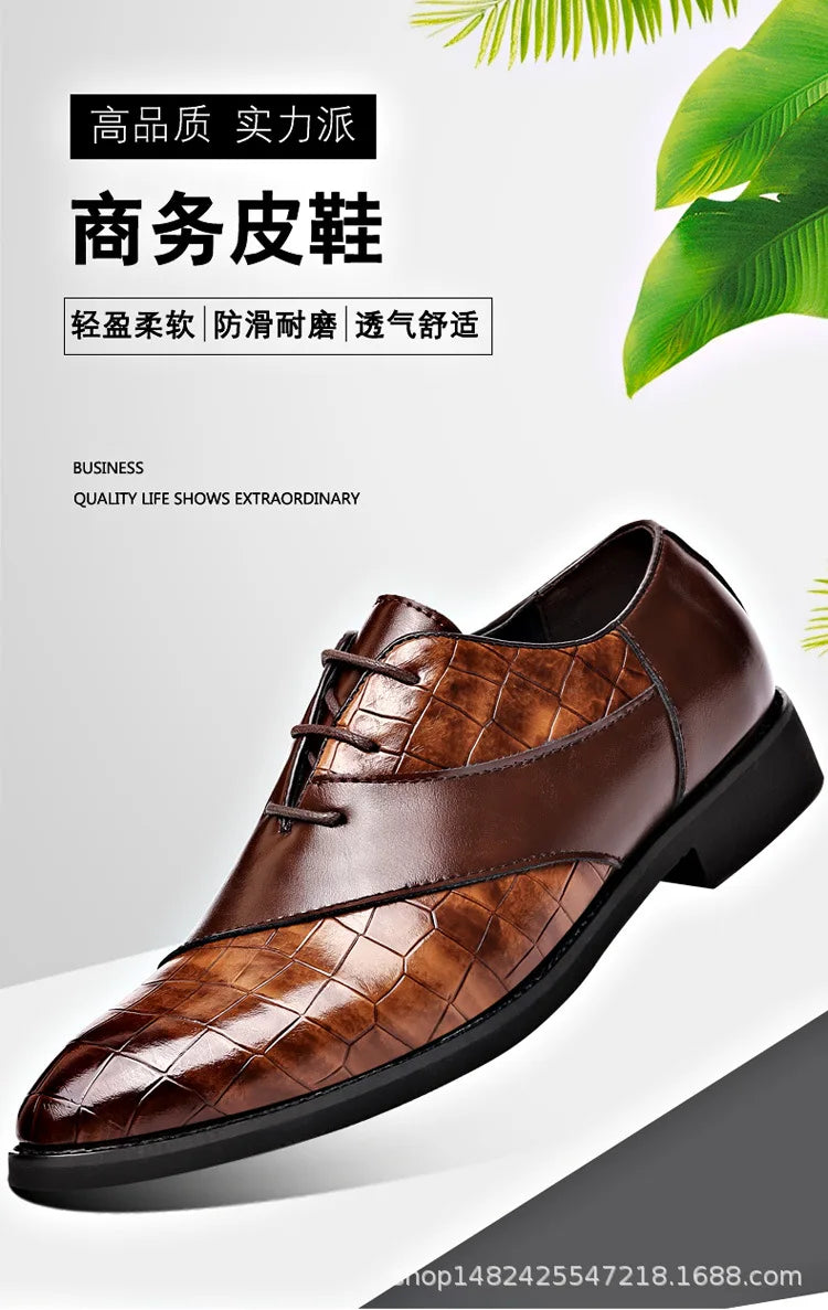 Luxury  Leather Shoes for Men Brand Derby Shoes for Men Pointed Toe Lace-up Men's Formal Shoes Handmade Business Footwear 2024