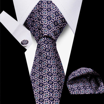 Classic Elegant Ties For Men Fashion Gifts Striped Solid Necktie Handchief Cufflink 3 Pcs Set Wedding Business Suit Accessories