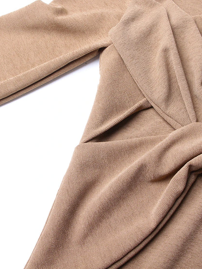 TWOTWINSTYLE Knitting White Dresses For Women V Neck Long Sleeve High Waist Hollow Out Slim Dress Female Summer 2023 Clothing