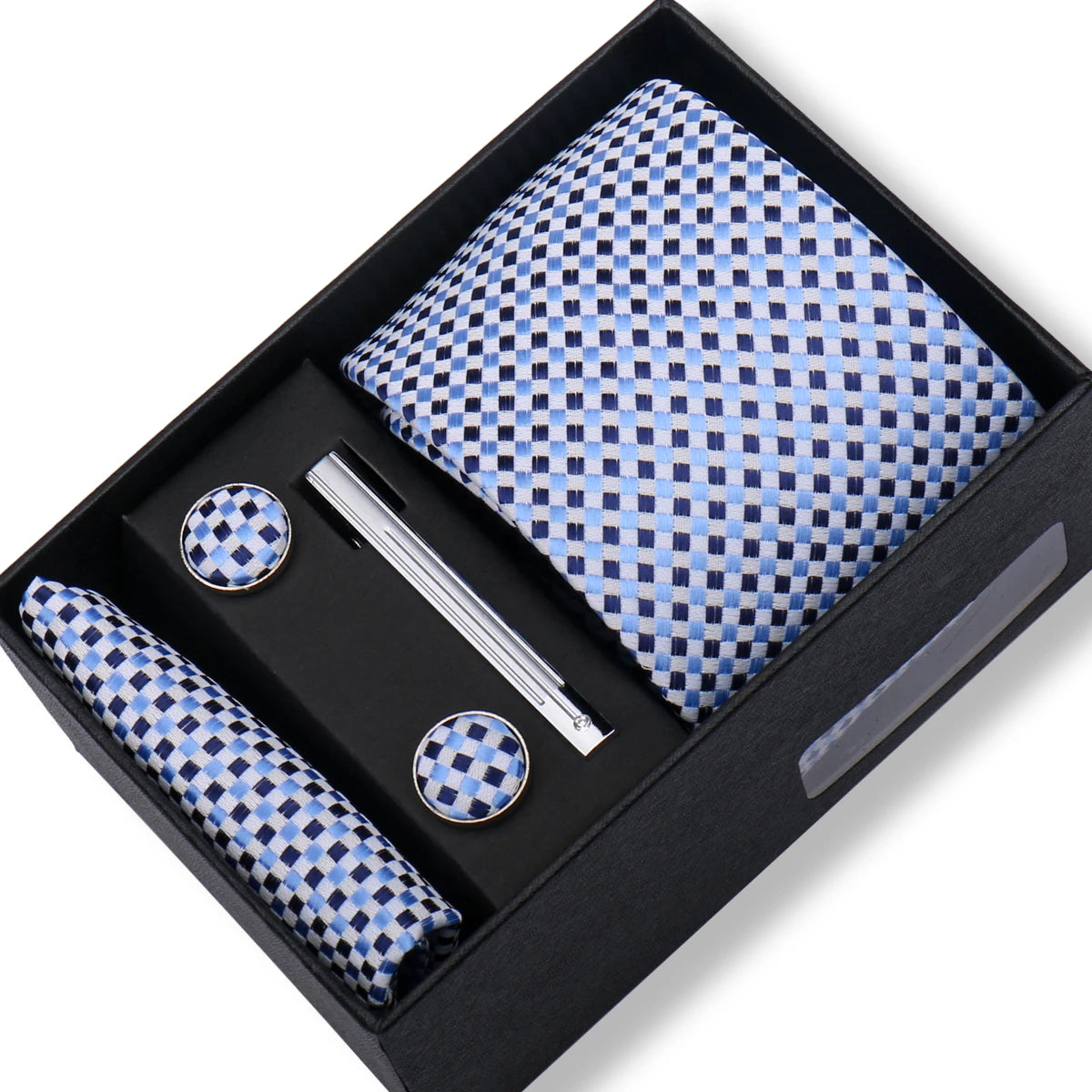 Ties Gift Box Brand Design Top Quality Jacquard Necktie Hanky Cufflink Set Tie Clip For Men Gravatas Business Wedding