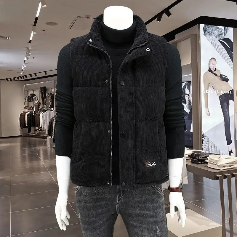 Waistcoat Male Wintertime Cotton Sill Young Person Korean Version Corduroy Vest Thickening for Warmth Men's Handsome Vest Jacket