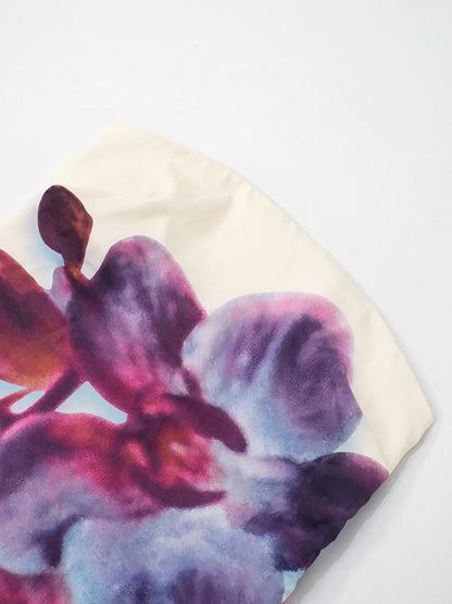 Spring/Summer Fashion Floral Print Bustier Dress Elegant Sleeveless Backless Loose A-Line Skirt Women's Casual Comfortable Dress