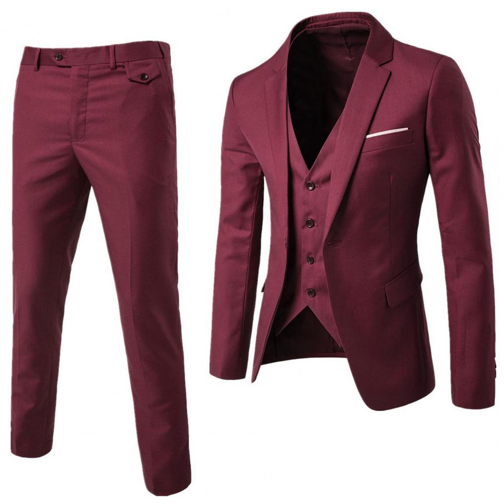 Luxury 2 piece men's wedding suit fashion men's slim solid color business office suit sets large size men Blazer+ pants