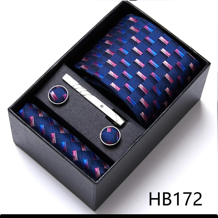 Top Quality 7.5 cm Business Ties Hanky Cufflink Set Tie Clips Green Necktie Corbatas For Men Wedding In Gift Box Gravatas