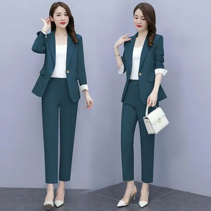 Women's 2025 Spring New Casual Blazers Jacket Matching Set Korean Elegant Chic Professional Suit Coat+Vest+Pants Three Piece