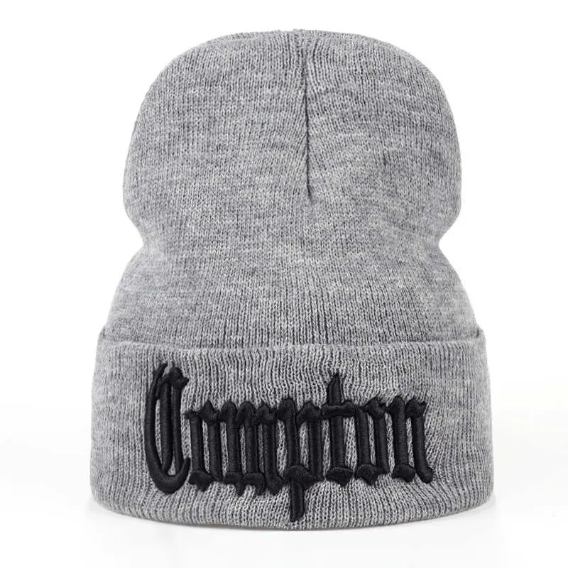 Unisex Compton Letter Embroidery Beanies Autumn Winter Warm Hat Hip Cap Beanie Hat Caps for Women Men