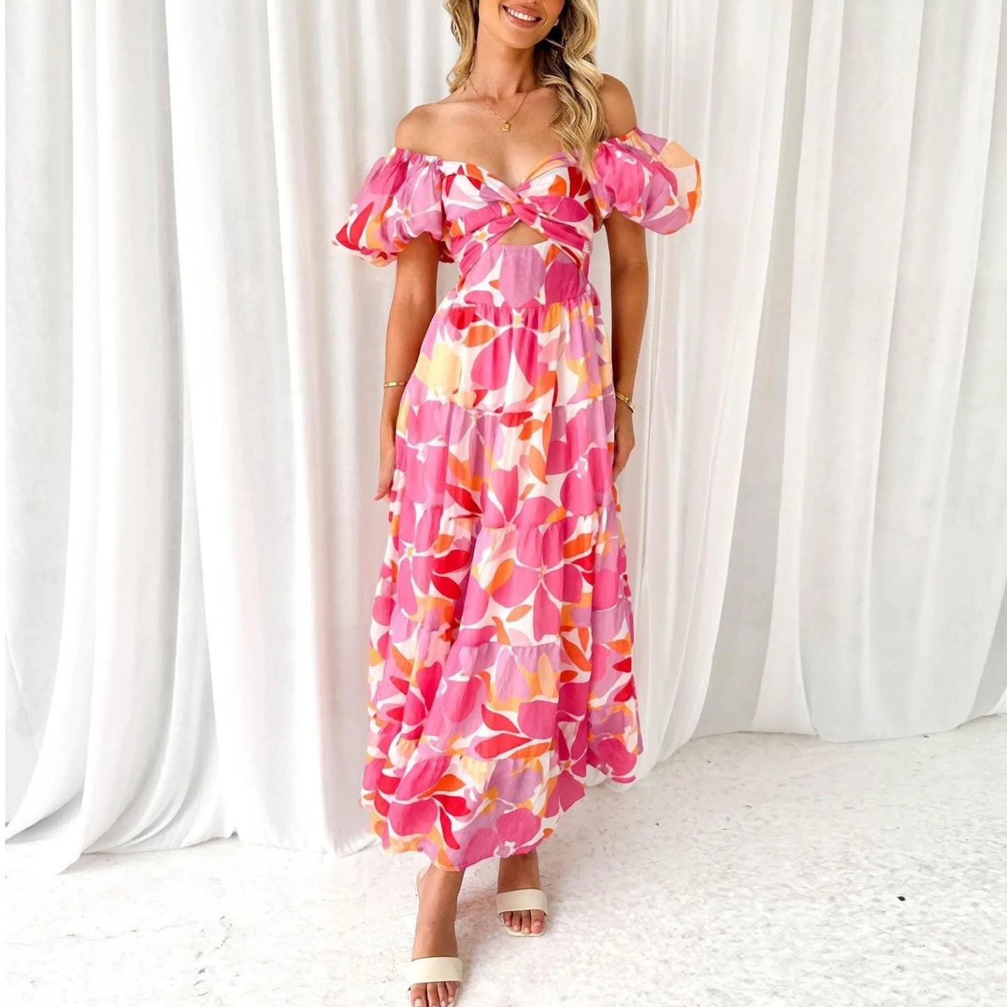 Vestidos Para Mujer Spring Formal Dresses For Women V-Neck Floral Long Dress Casual Summer Dresses For Women Floral Formal Dress