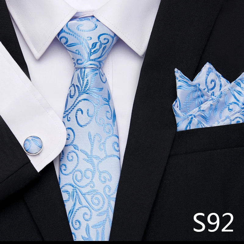 Hot Sale Holiday Gift Tie Pocket Squares Cufflink Set Necktie Dot Man Dark Grey Wedding Accessories Performance