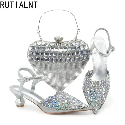 Hot Selling Pointed Toe Ladies Shoes Matching Bag Set for Nigeran Wedding Party Pumps Shoes for Women 2025 Designer Luxury