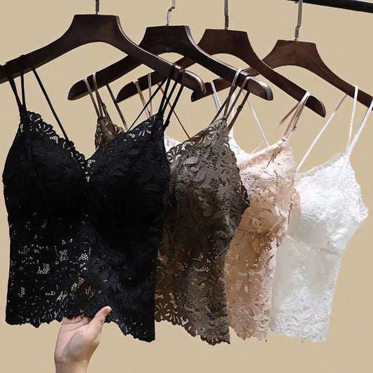 Sexy Woman's Lace Bras Top Comfortable Bralette Solid Color Sexy Underwear Vest Female Hollow Out Wireless Lingerie Seamless Bra